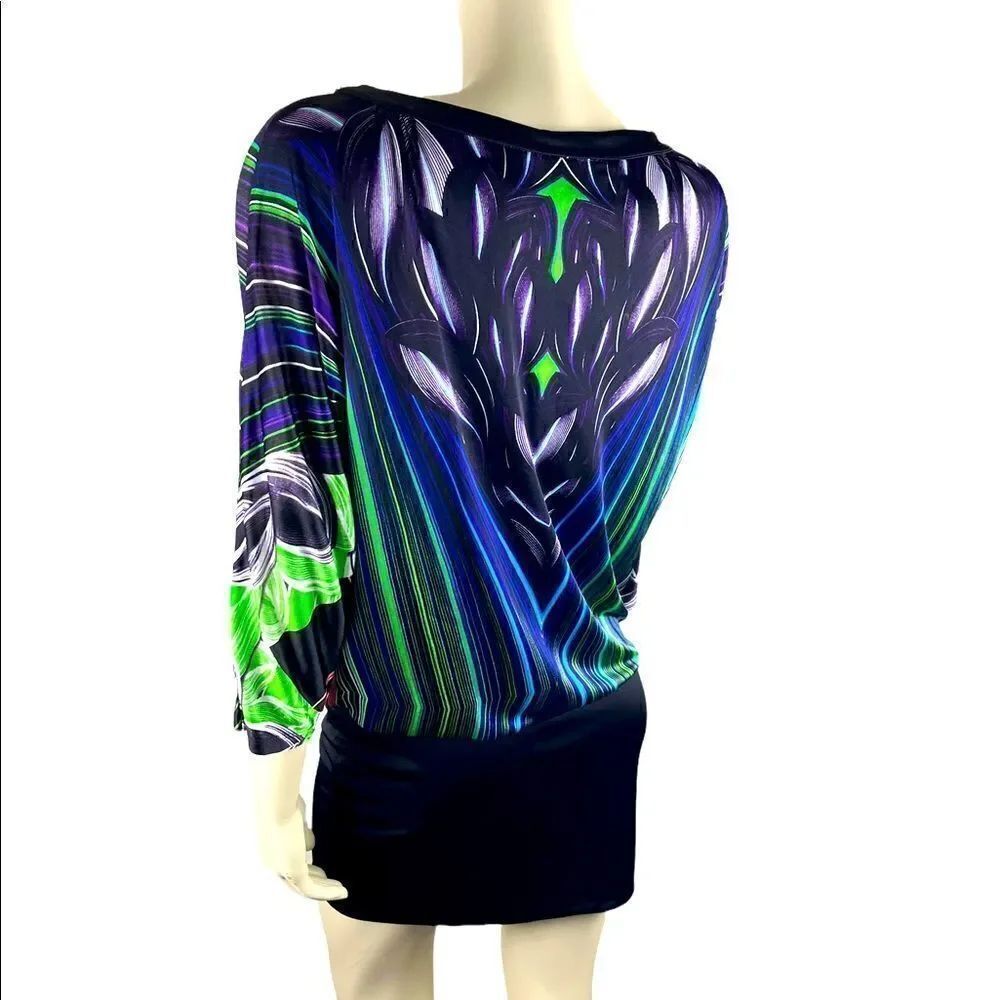 NWT Custo Barcelona Multicolored Lipgloss Mini with Batwing Sleeves Size Medium - Picture 10 of 15